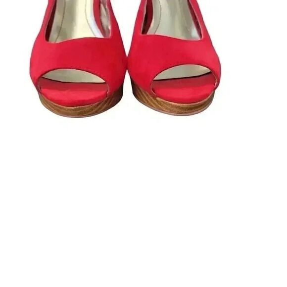 Style & Co. Women's Red Faux Suede Open Toe 3" Heel Sling Back Sandals - Picture 5 of 9